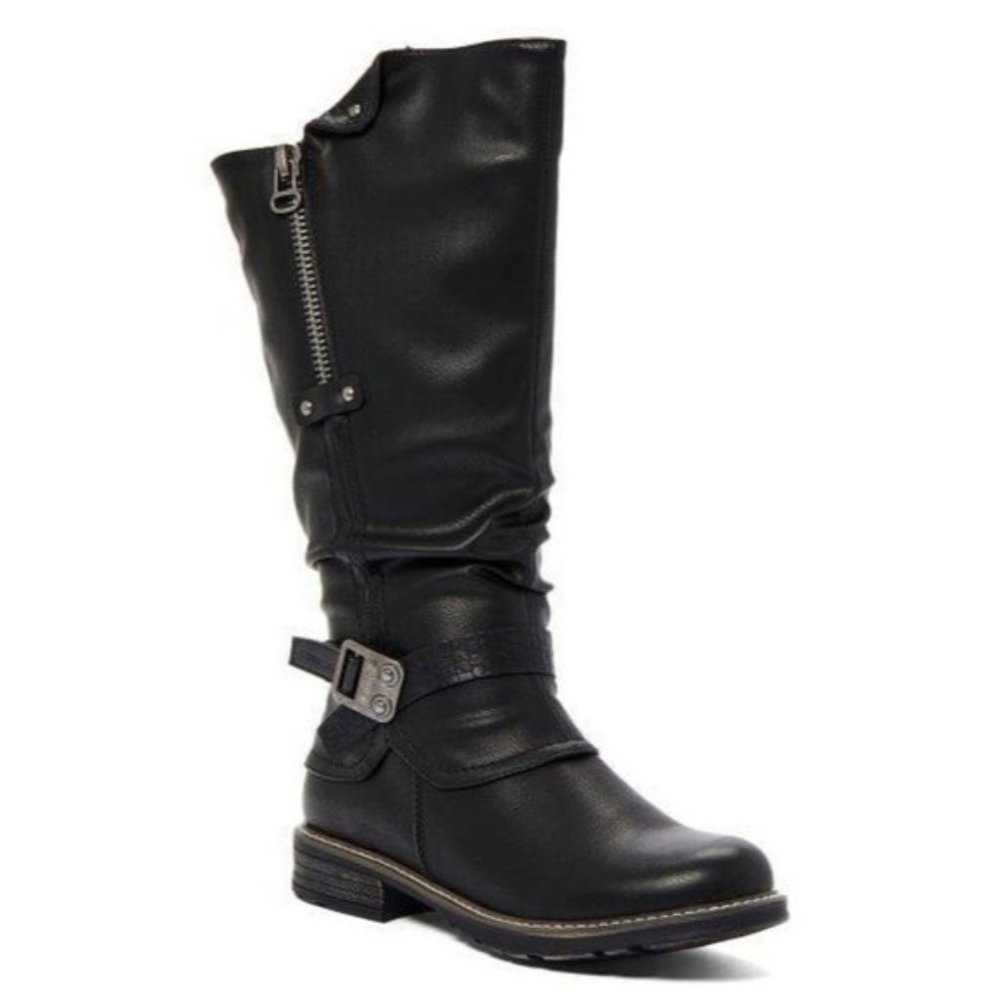 EMMSHU CLESY Tall Boot with Buckle Detail Black NIB Size 6 - 6.5